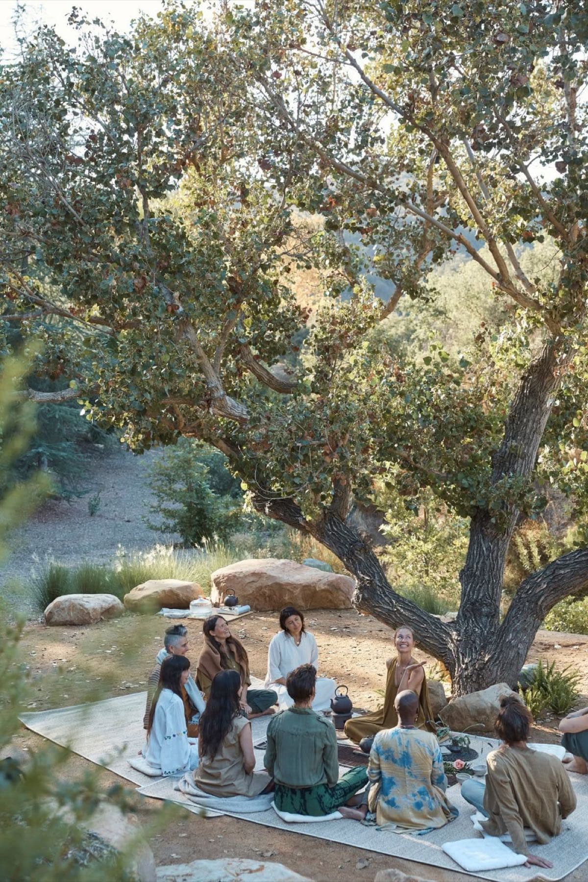 A small gathering sharing tea together